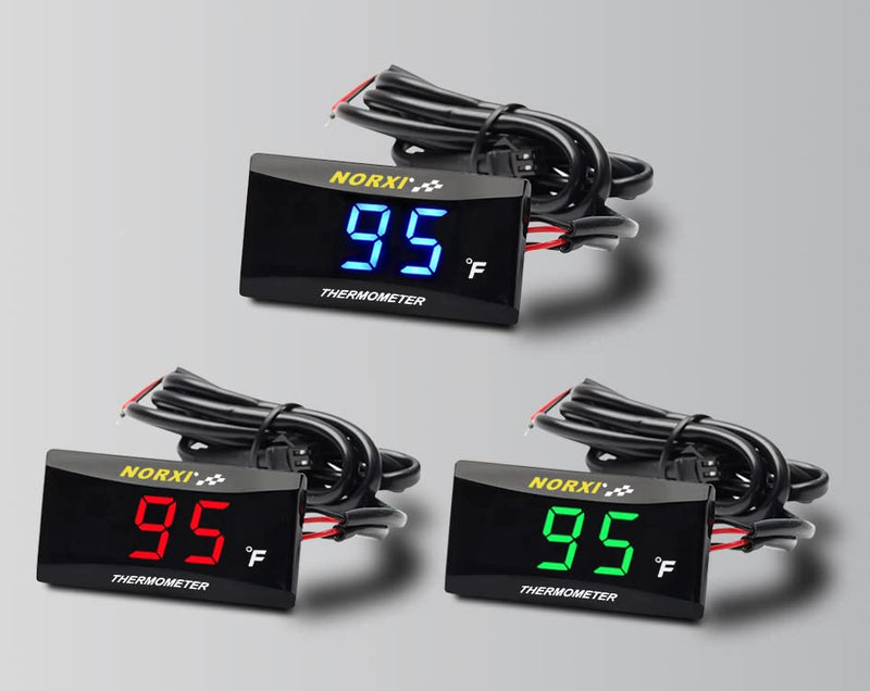 Cylinder Head Temperature Meter Engine Temperature Gauge with 10mm 14mm Probe Sensor Adapter (Blue,10mm) Blue