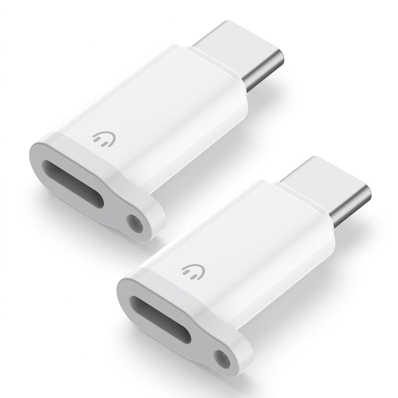 Lightning to USB-C Adapter Audio for Headphones, 2 Pack USB-C Male to Lightning Female Earbuds Adapter with Mic & Line Control, No Charging/Data, Compatible with iPhone 15/16/17, iPad, USB-C Devices