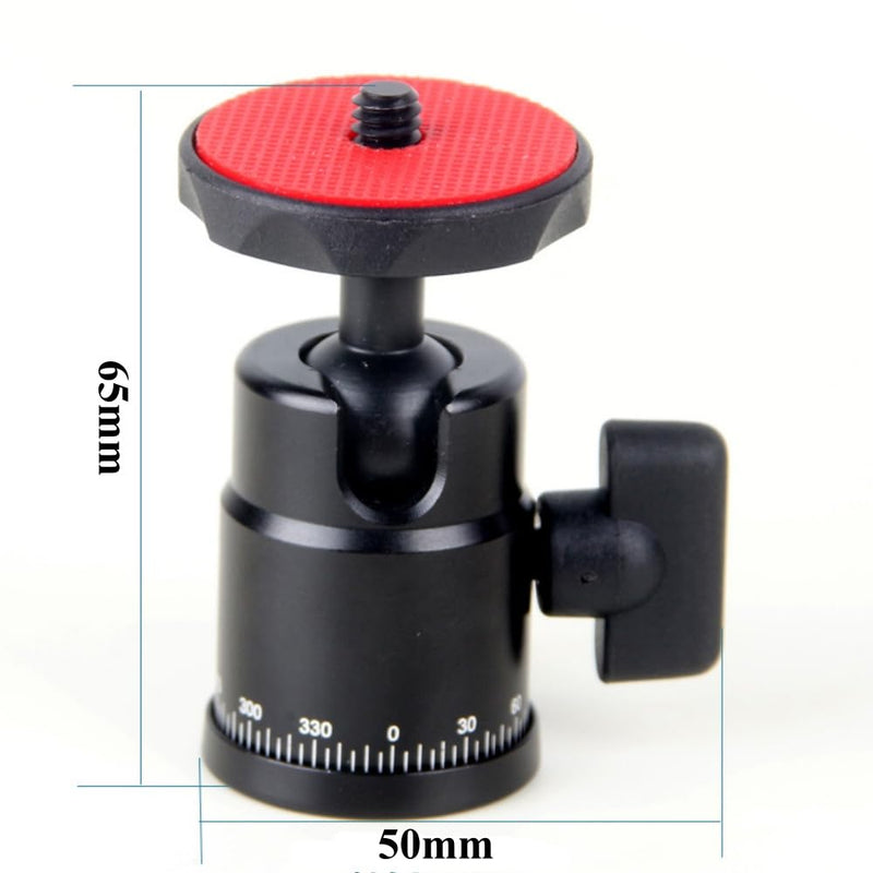 Tripod Ball Head with 1/4" Screw and Dual Hot Shoe Mount 360 Degree Rotatable Metal Adapter for DSLR Camera Tripods Monopods Camcorder Light Microphone (Load 4LB)