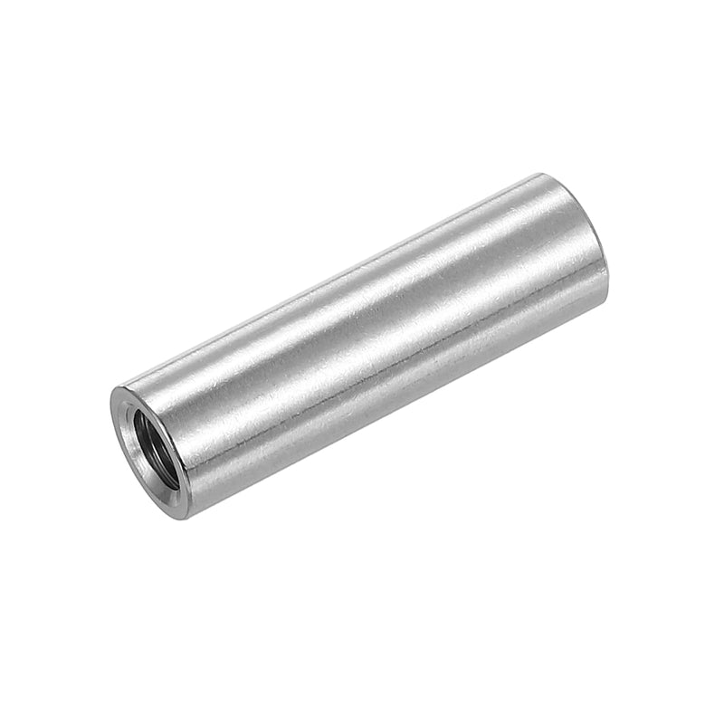 uxcell M8x1.25mm Round Coupling Nuts, 25 Pcs 304 Stainless Steel Connector Nuts Fasteners Rod Bar Stud 40mm for Industrial Construction Fasteners, Silver M8x1.25mm x 40mm