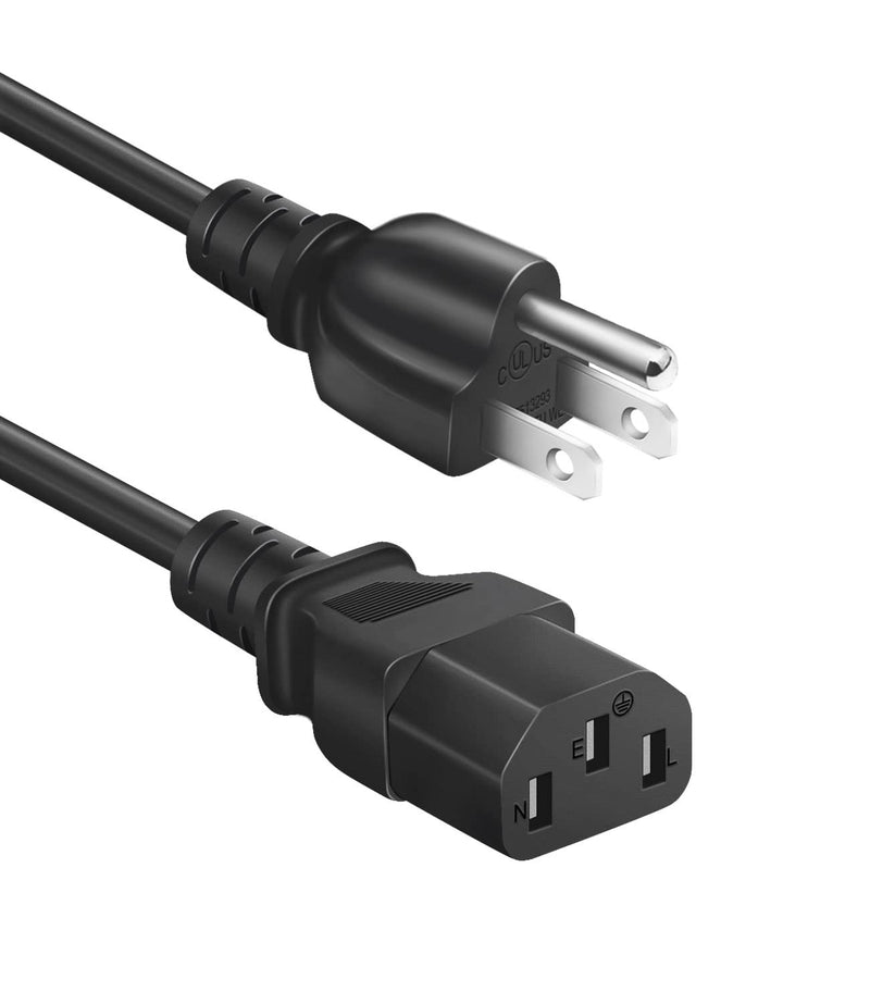 Universal 3-Prong AC Power Cable for Computer, TV, Monitor & More, 6 Feet (1.82 Meters), Black