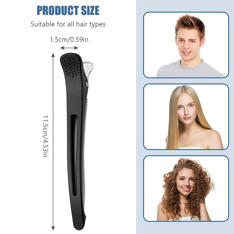 6PCS Professional Hair Clips for Styling Sectioning, Anti-Slip Sectioning Hair Clips, No-Trace hair Sectioning clips, Salon and Home Hairs Roller Clip for Women, Men, Hairdresser (Black) #A 6PCS Black
