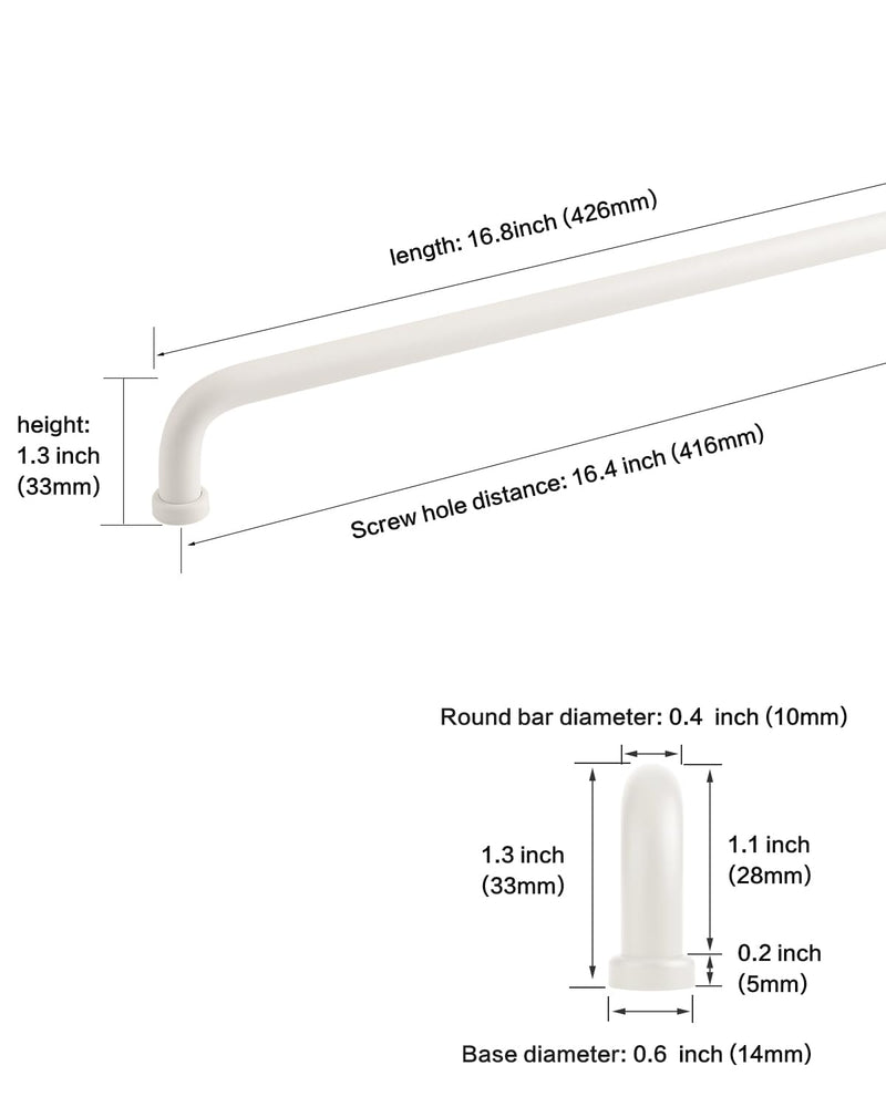 5 Pack Modern White Closet Door Pulls Kitchen Cabinets Handles 16-3/8 Inch Hole to Hole Extra Long Handles Drawer Pulls Furniture Hardware 16 3/8 Inch(416mm) 5