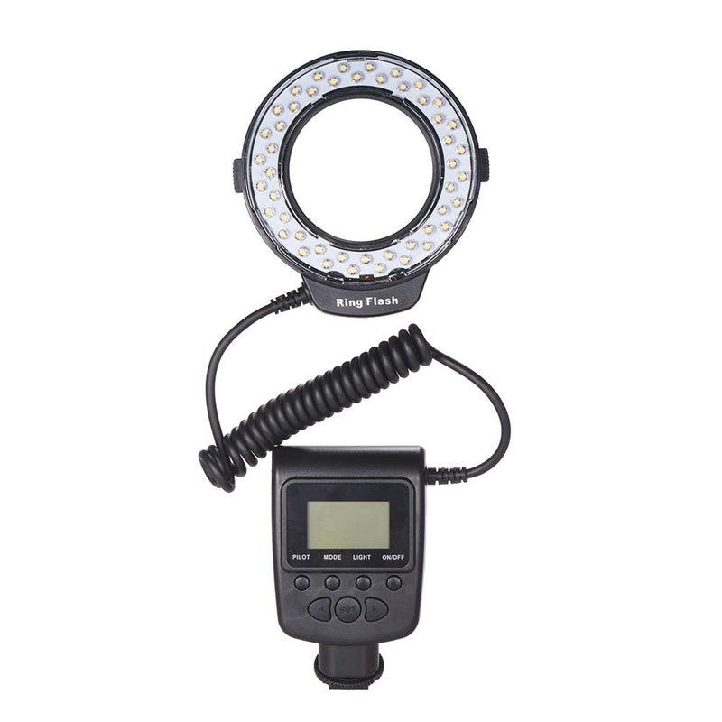 Andoer HD-130 Macro LED Ring Flash Light with LCD Display,Power Control,3 Flash Diffusers and 8 Adapter Rings for Canon Nikon Panasonic and Other DSLR Cameras