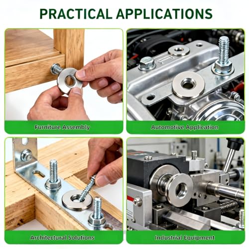 BOLDGNAITE 285PCS Flat Washers Kit, 304 Stainless Steel Metric Sizes M4–M12, Durable Metal Washers for Bolts, Screws, and Home Repair Projects