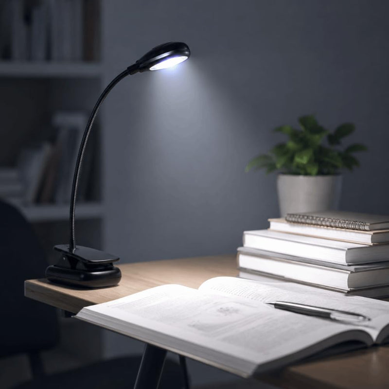 Light, 360 Degree Rotating Clamp Lamp with 6000K-6500K White Light for Reading, Desk, Bedside, Computer and Office Use, USB USB or Battery Powered
