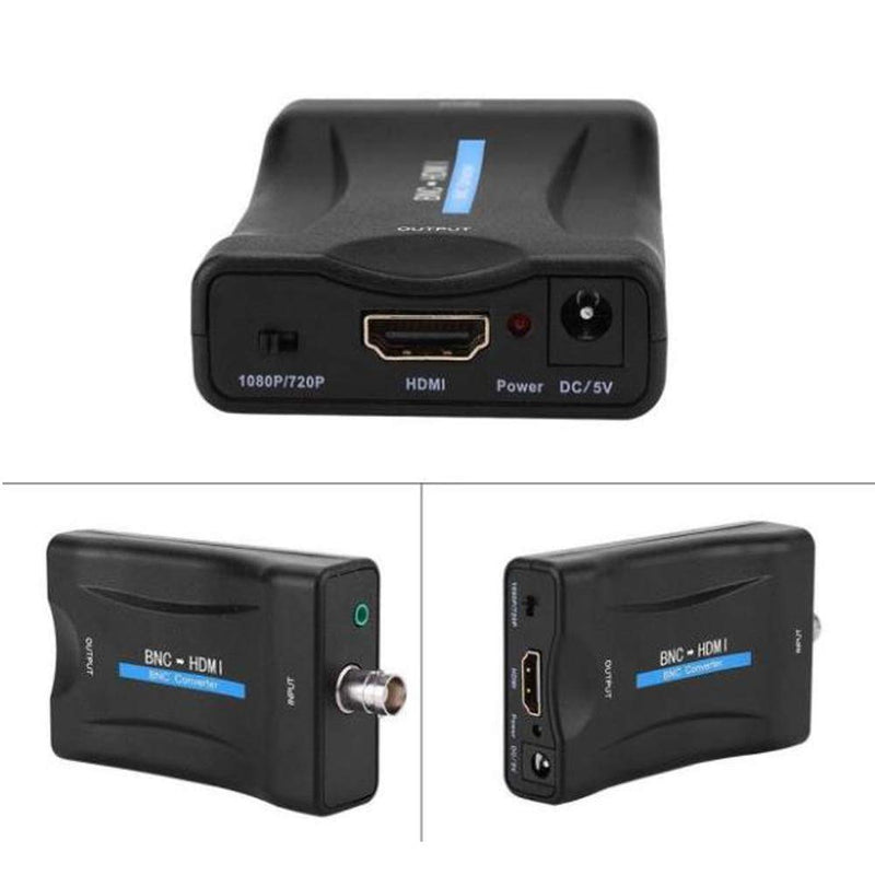 BNC to HDMI Converter Coaxial Adapter Coax Connector Composite CVBS BNC Audio Input HDMI 1080P Output for Analog Video Signal of DVRs Surveillance CCTV Security Camera to Computer Projector HD Monitor