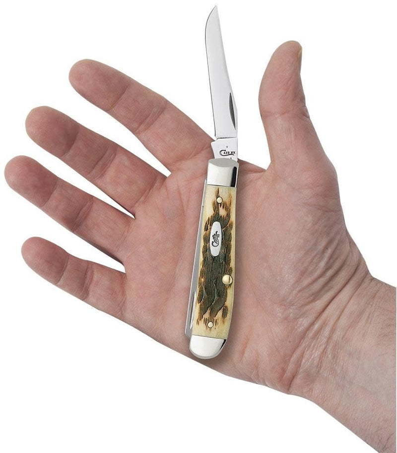 Case XX WR Pocket Knife Amber Bone Mini Trapper Item #013 - (6207 SS) - Length Closed: 3 1/2 Inches … 2.8"
