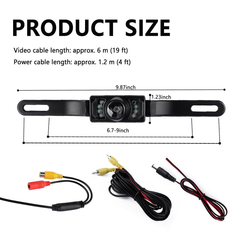 Back Up Camera for Cars with 8 Light,HD Night Vision License Plate Backup Camera with 170° Wide Angle,Universal Rear View Camera for Cars Includes Mounting Accessories