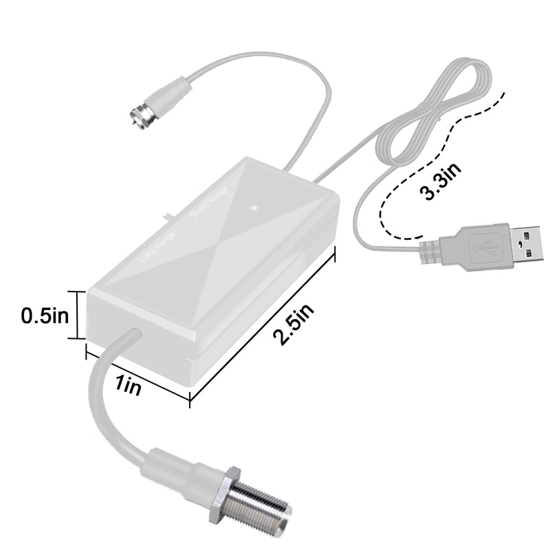 TV Antenna Amplifier, Antenna Signal Booster, 25dB High Gain Powerful Digital Antennas Booster, Adjustable Reception Range, Suit for All TV Antennas (WHITE32) WHITE32