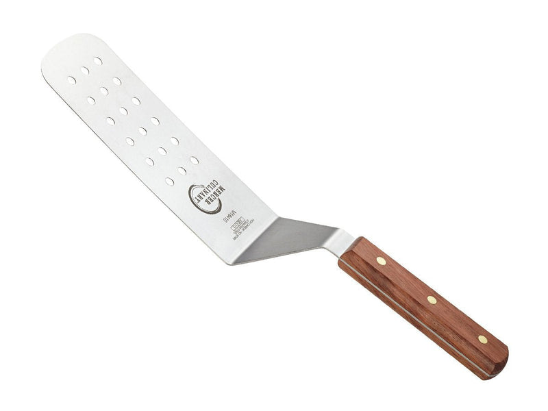 Mercer Culinary Praxis Rosewood Handle Perforated Turner, 8 Inch x 3 Inch