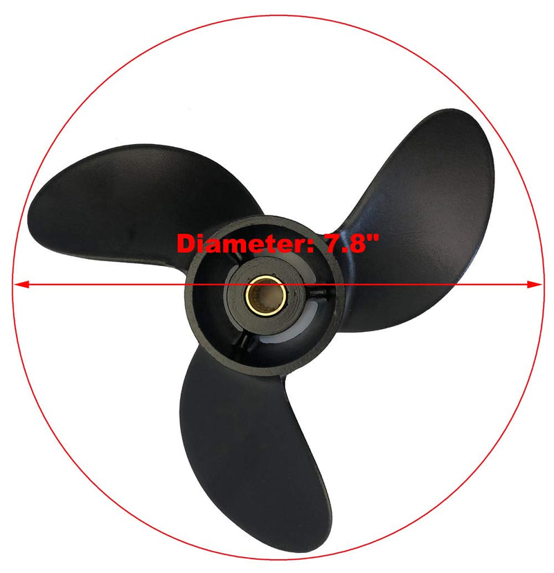 Boat Propeller 7.8x8 for Mercury Outboard Motors 2-Stroke 5HP 48-812950A02 /Tohatsu/Nissan 4HP 5HP 6HP 3R1-W64516-0 3R1W645160M