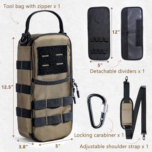 Shoulder Tool Bag for Men,Tactical Tool Pouch w/Carabiner for Electricians Green