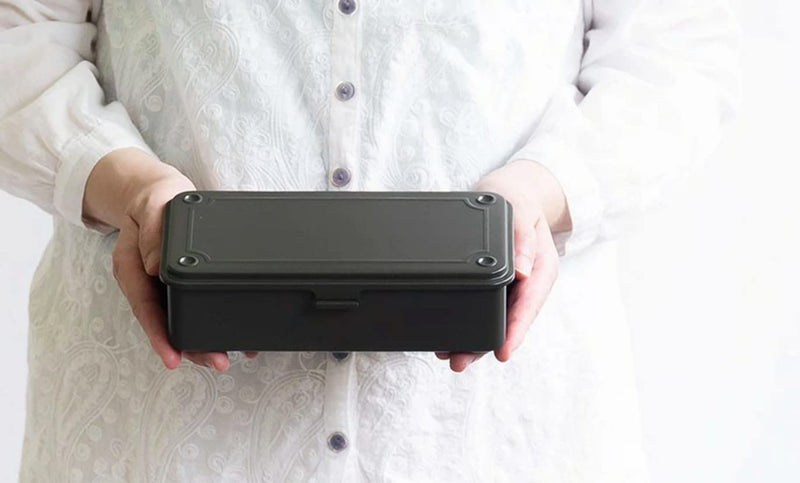 toyo steel tool box T-190 MG (MILITARY GREEN) H7.99×W4.29×D2.20inch Steel Trunk For Pegs, Metal fittings, Pen, Accessory, And Utility Knife Made In Japan