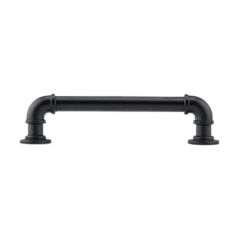 Rok 5 Pack Matte Black Industrial Pipe Style Kitchen Cabinet Pulls - 5-1/32" (128mm) Center, 6 Inch Length - Farmhouse Hardware Handle P9022128MB 5-1/32" (128mm) Center To Center