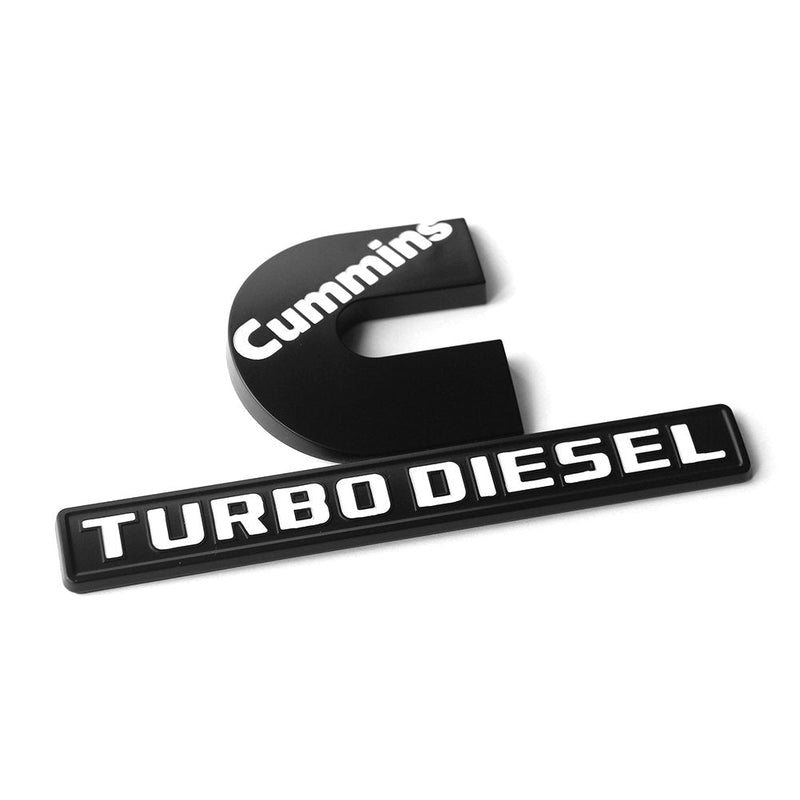 Yoaoo 2Pack OEM Black Cummins Turbo Emblem Compatible with 2500 3500 Emblem Matte White 6.2" by 3.4" inches Black with white