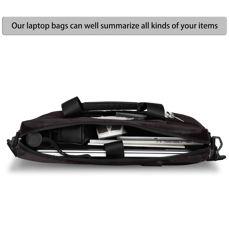 16in Laptop Bag for Women Men Waterproof Computer Carrying Messenger Case Handbag A07:black Skeleton Skull Gothnic