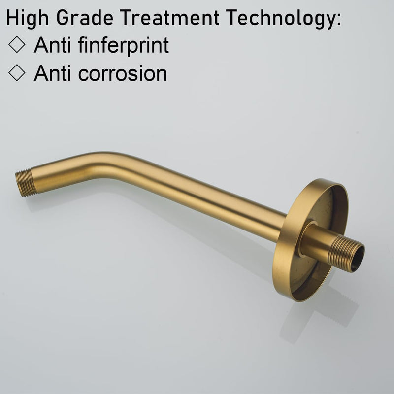 RANDOM 10 Inch Champagne Bronze Shower Arm with Flange,90 Degree Rain Shower Head Extension Arm.RD91018-10-CB 10″Champagne Bronze(Round Flange)