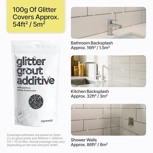Hemway Black Holographic Glitter Grout Additive 100g Metallic Flakes