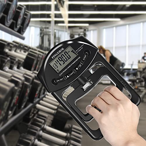 Digital Grip Strength Measurement Hand Dynamometer Auto Capturing Electronic Grip Power 198Lbs Black
