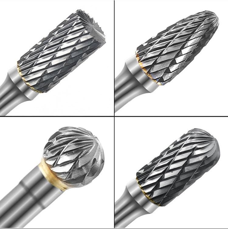 Buyohlic Set of 8 pcs Tungsten Carbide Burr Set 1/4" Shank Wood Stone Carving Cutting Engraving Grinder Kit