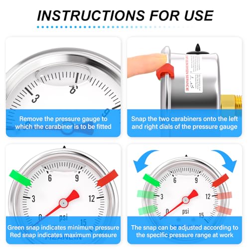 MEANLIN MEASURE 0~15Psi Stainless Steel Liquid Filled Pressure Gauge, 1/8" NPT 1.5" Luminous Dial, Glycerin Filled for Water Oil Air Center Back Mount with 2PCS Snaps 0-15Psi