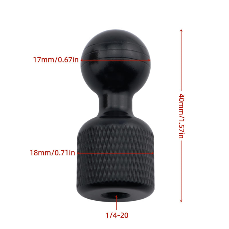 2PCS 17mm Ball Head to 1/4 Inch Female Thread Camera Bracket Adapter Conversion Accessory Aluminium Alloy Material Suitable for Mobile Phones and GPS Devices