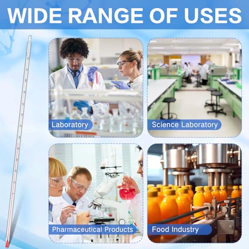 Relaxweex General Purpose Lab Thermometer 12 Inch Total Immersion Glass Liquid in Glass Thermometer for Laboratories Universities Food and Beverage Processing Clear(0 to 230 ℉) 0 to 230 ℉