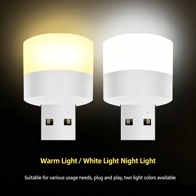 Mini USB Plug-in LED Night Light, Portable Tiny USB Light Bulb, Warm White & Cool White Options, Compact Illumination for Bedroom, Hallway, Kitchen (Warm White)