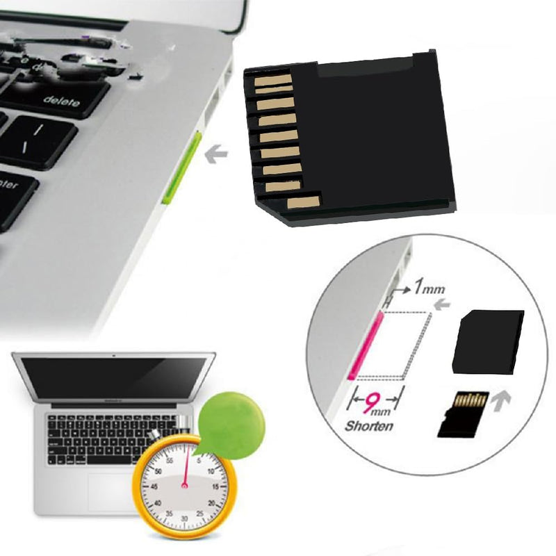 xiwai 5pcs/lot Micro SD TF to SD Card Socket Adapter for Mac Laptop | Memory Card Black Card Kit Low Profile Short Body for Extra Storage Black-5pc