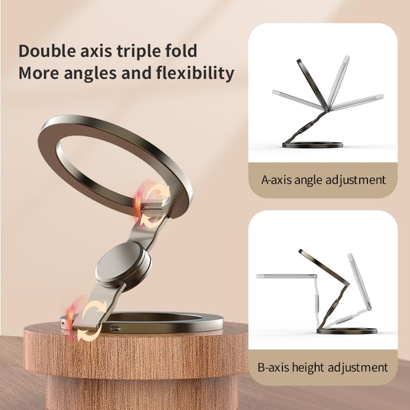 Magnetic Phone Stand Fidget Spinner, Dual Sided Magnet Rings Phone Holder | Stress Relief Magnet Fidget, Fits for iPhone 12-17/MagSafe Cases, Strong Adhesion Phone Grip Stand for Gym Home Travel Deep Grey