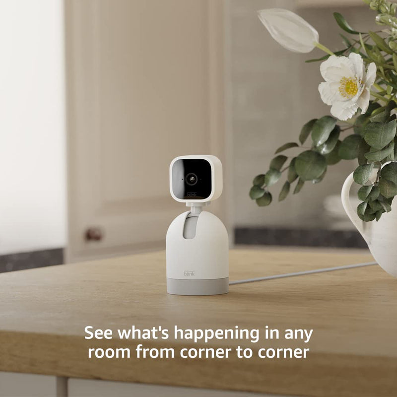 Blink Mini Pan-Tilt Camera | Rotating indoor plug-in smart security camera, two-way audio, HD video, motion detection, Works with Alexa (White) White 1 Camera