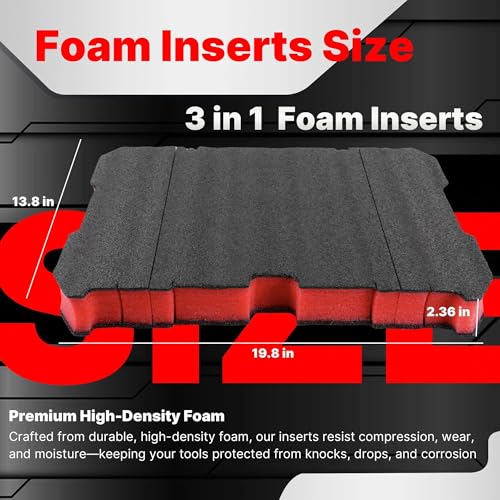 Foam Inserts Compatible with 8424 Series Tool Box, 60mm Customizable Red & Black Foam Inserts, DIY Cut-to-Fit Protection (3 in 1)Compatible with 8424 Series