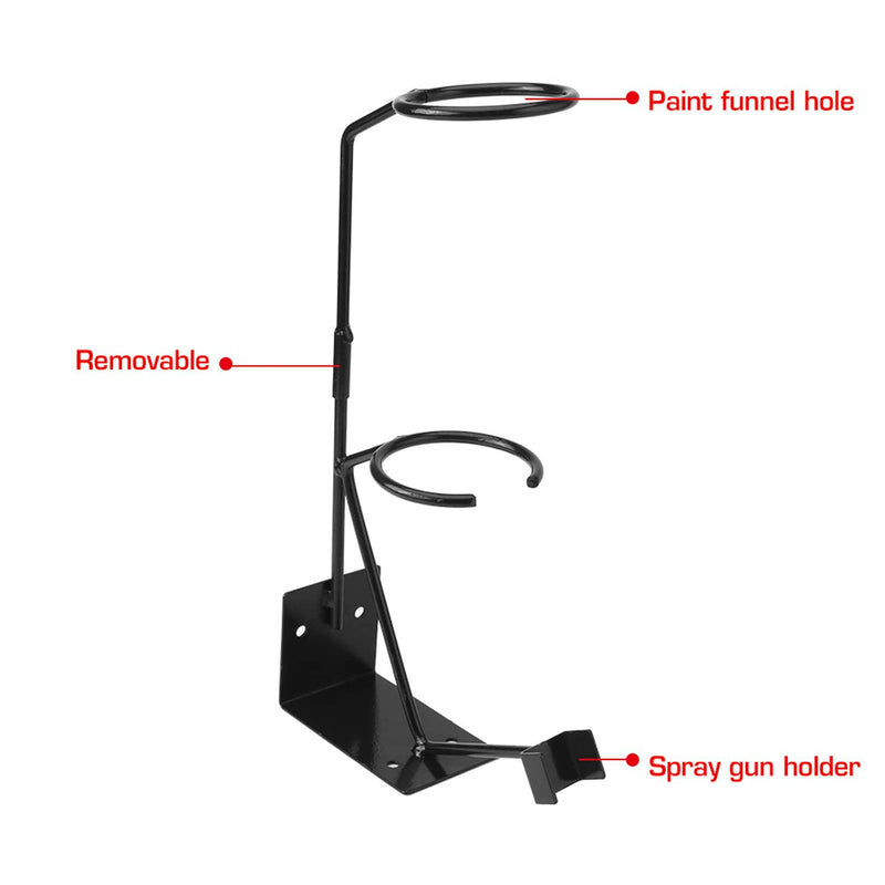 YUZES Gravity Feed Paint Spray Gun Holder Stand with 100PCS Nylon Mesh Paint Strainers and Removable Strainer Holder, for Wall-Mounted or Bench Mount
