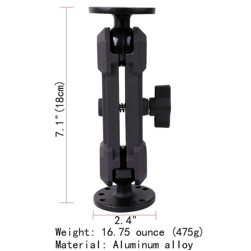 Aluminum Double 1.5" Ball Mount with Two AMPS Round Plates, Tablet/Fish Finder/Truck/GPS Mount,Compatible with RAM C Size Mounts