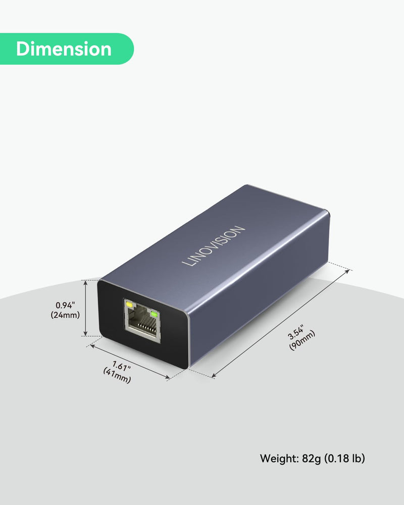 LINOVISION POE to USB-C Converter, Data and Charging Through One Cable, IEEE802.3af/at POE Convert to USB Type C with 10/100Mbps Ethernet, 9V/2.22A or 5V/2A Output, Suitable for Phones and Tablets