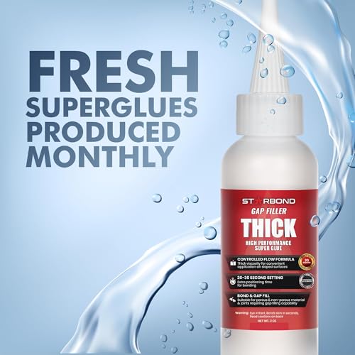 Starbond Thick Super Glue Pro Kit (2 oz) – Gap-Filling CA Glue (Cyanoacrylate Adhesive) – with Clog-Resistant Cap, Microtips & Extra Nozzle for Woodworking, Crafts, Carpentry, Archery Fletching 2 ounce