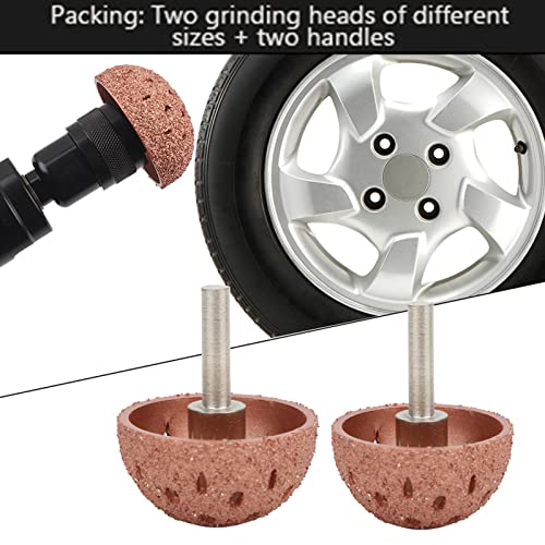 Tire Buffing Wheel, 2Pcs Tungsten Steel Auto Tire Buffer Grinder Patches Grinding Head Coarse Grit Polishing Pad with Linking Rod for Car Truck Motorcycle Bike Tire Repair
