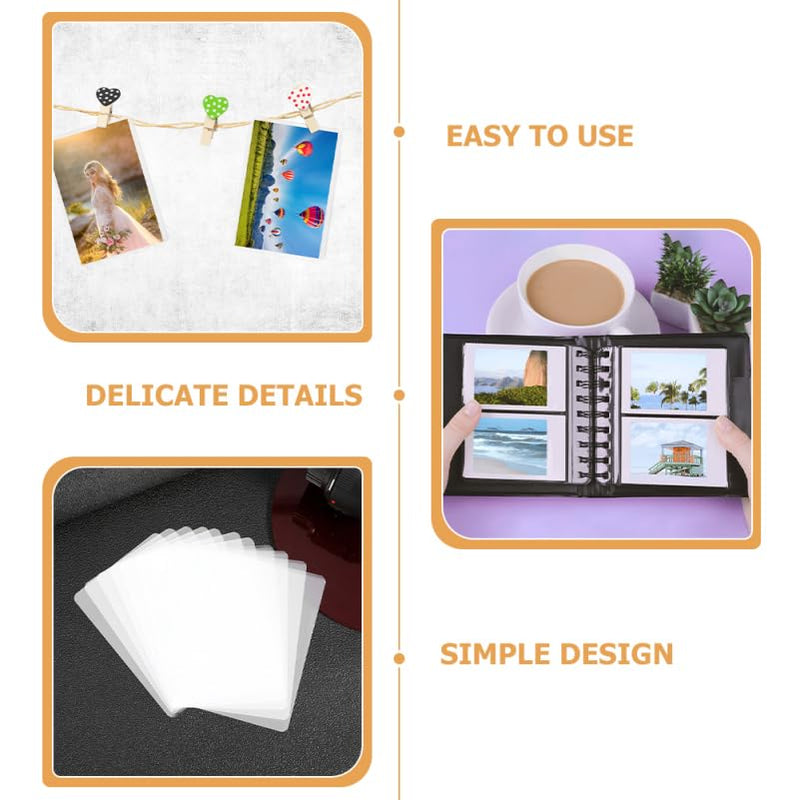100pcs 3-inch 0.2mm Thermal Laminating Pouches Waterproof Photo Sealing Sheets Plastic Laminating Film for Office Document Protection