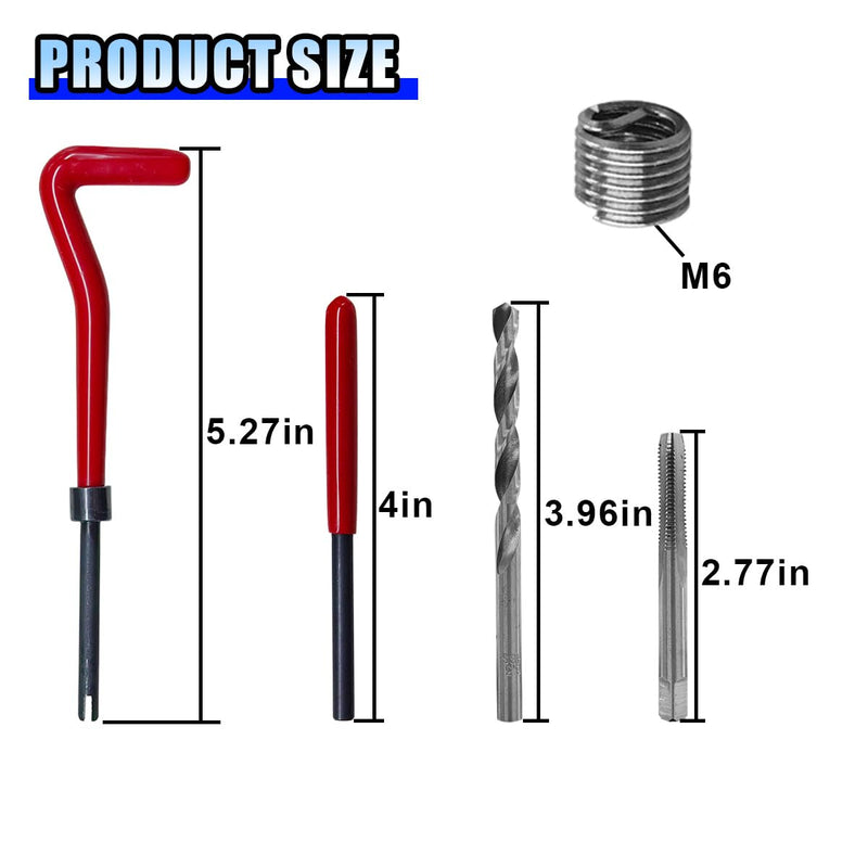 30PCS M6 x 1.0mm Thread Repair Insert Kit, Metric Helicoil Kit Compatible Hand Tool Set, M6 Thread Repair Kit Stainless Steel Helicoil Inserts Set for Auto Repairing