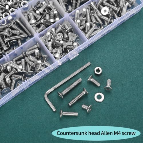 488 PCS M4 Countersunk Screws Kit, M4 Flat Head Machine Screws Assortment 488
