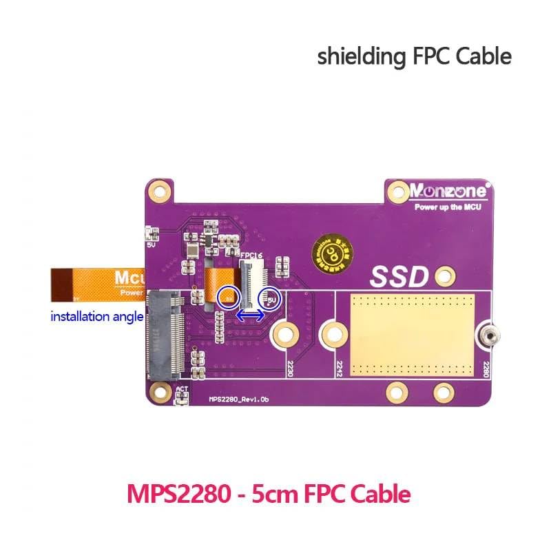 2PCS 16Pin 0.5mm Pitch PCIe FPC Cable for Rpi Pi 5, with Shielding and 90R PCIe Differential Pair Impedance Control M.2 NVME SSD SSD Adapter Matching (FPC Shielding cable -3cm(2242)) FPC Shielding cable -3cm(2242)