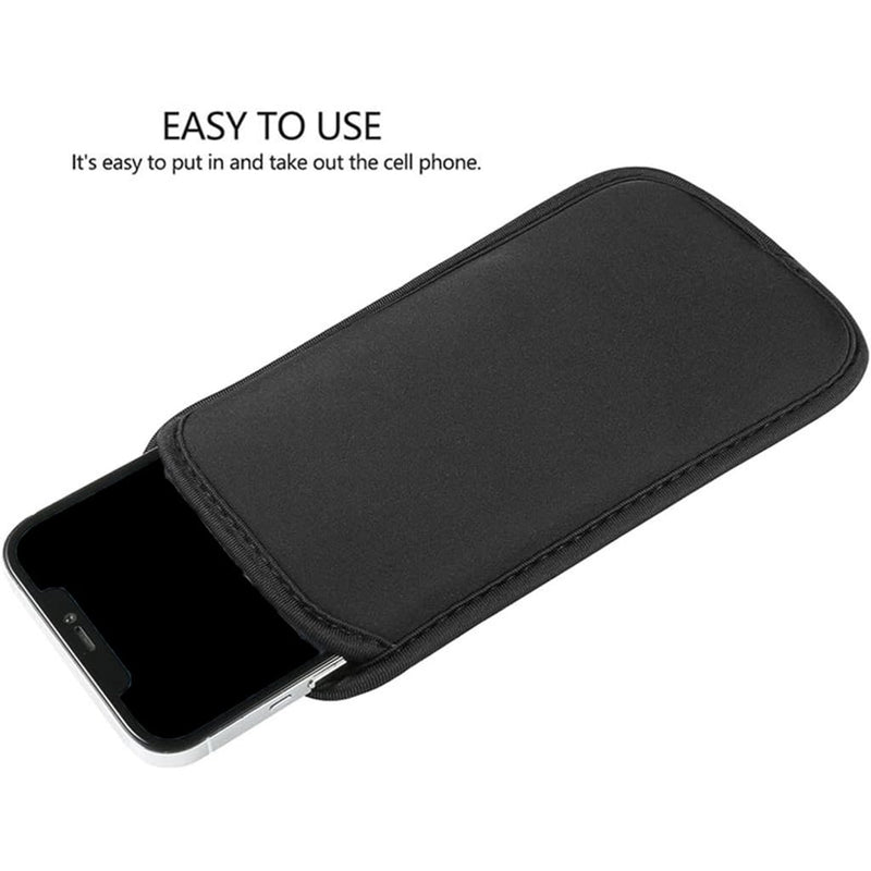2 PCS Neoprene Cell Phone Sleeve, Shock-Absorbing Scratch-Proof Phone Pouch Bag, Protective Pouch for Mobile Phones, Portable Cell Sleeves for Outdoor Sports Travel Large Smartphone Black 2pcs