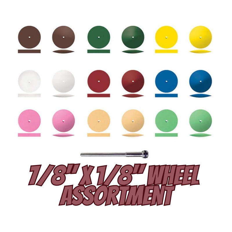 Dedeco Sunburst Precision Polishing Wheel Rotary Tool Accessory Assortment – 7/8"(22mm) Wheels, Aluminum Oxide – Total 19 Pieces Tool Kit