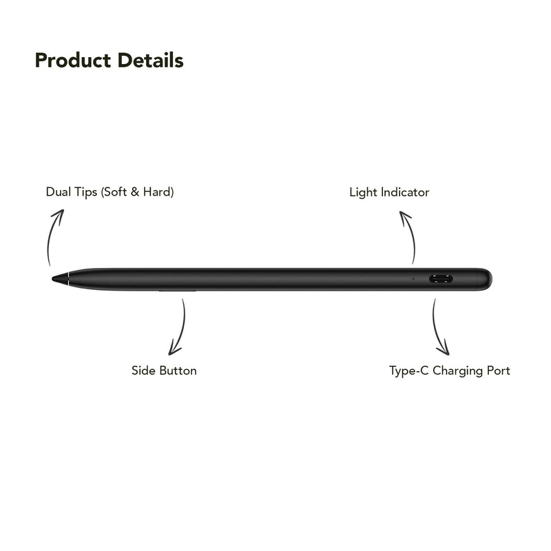 TCL T-Pen 2 Digital Stylus Pen for TCL Tablets, 4,096 Pressure Levels | Interchangeable Tips, Press-and-Hold Eraser, 112-Hour Long Battery, Lightweight Stylus for Writing, Drawing, Sketching