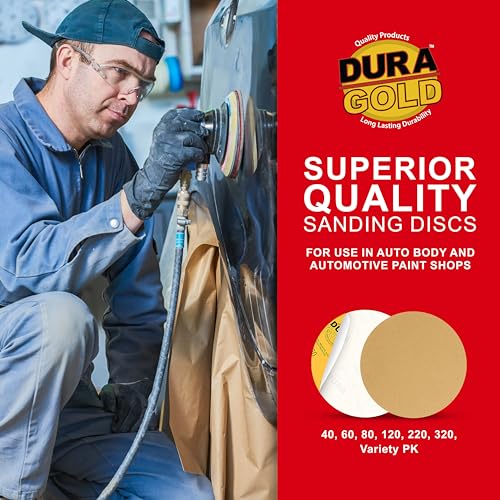 Dura-Gold 8" Gold PSA Sanding Discs, Grits 40, 80, 120, 220, 320, 2 Each Variety Pack