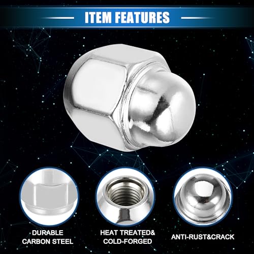20 Pcs Wheel Lug Nuts Compatible for Hyundai Santa Fe Sonata, Durable Chorme Plated M12x1.5 Carbon Steel Silver Tone Tire Lugnuts 20
