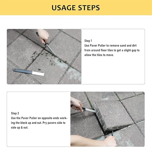 2Pcs Paver Puller, Paver Extractor Tool with Joint Scraper Micro Teeth Gripper Slots Paver Removal Tool for Garden Paver Brick Block Replacement