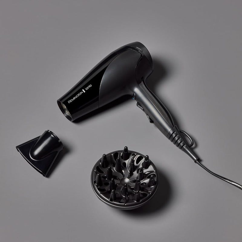  [AUSTRALIA] - Remington Hair Dryer Ionic Dry (2200 Watt, Powerful, Ionic Technology for A Lint Free Result, Diffuser, Coolshot) Hair Dryer D3198 [Amazon Exclusive] pro