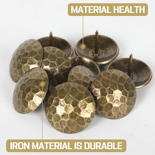 50PCS Large Round Head Iron Clavos Hammered Decorative Nails Iron Antique Rustic Clavos Fasteners Ornamental Accent for Wood Doors Farmhouse Shutters Faux Beams Barn Gates (Antique Bronze, 1.5 Inch) Antique Bronze